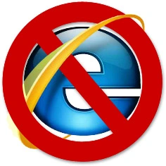 Crossed Internet Explorer logo